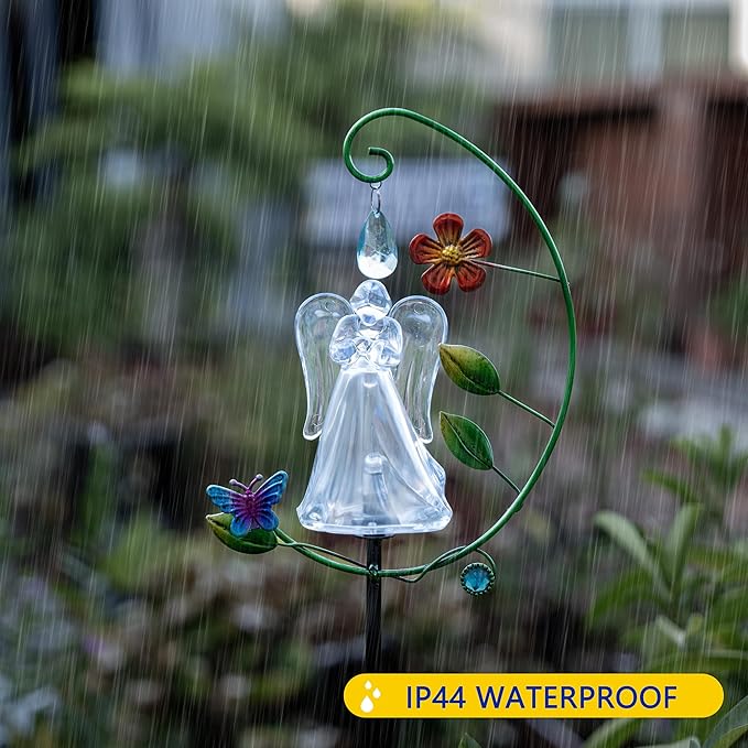 Solar Angel Lights - Color Changing Angel Statue for Outdoor Garden & Cemetery Decor, Solar Powered Waterproof, Memorial Gift for Loss of Mother, Sympathy Gifts for Women (1-Pack)