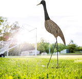 E-view Garden Heron Statue Outdoor Wood Standing Bird Sculptures - Backyard Porch Patio Pond Decorations Yard Art Wooden Heron Lawn Decor, 31Inches High