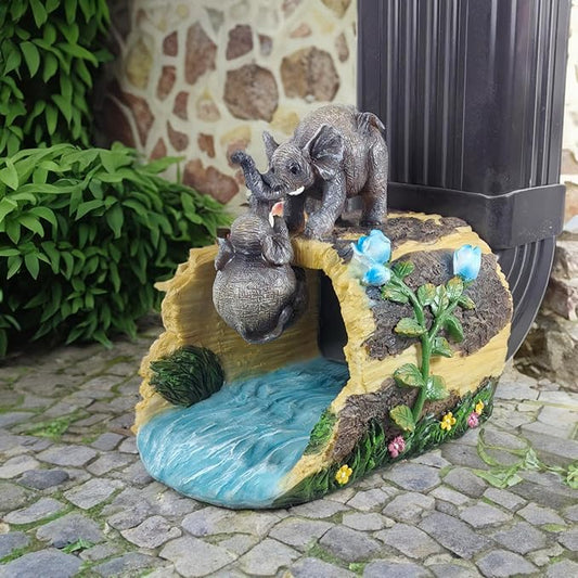 Elephant Statue Gutter Diverter Rain,Deco Gutter Extension Downspout, Eco-Friendly Resin Sculpture Gutter Extender Diverter,Splash Block, Perfect Rain Gutter Downspout Extension for 3"x4" Downspouts