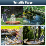 3-Tier Solar Fountain for Bird Bath, Solar Water Pump Waterfall Feature with Colorful Light 3 Nozzles 6W Solar Panel for Bird Bath, Yard Garden Decoration Garden, Outdoor Bird Feeder