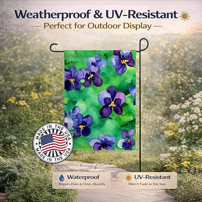 Caroline's Treasures Wisconsin Wood Violets in Watercolor Garden Flag Mailbox Flag Decorative Yard Flag Banner Outside Patio Artwork Yard Flower Beds, Garden Size, Multicolor