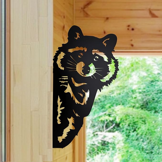 Cute Raccoon Tree Peek-A-Boo Garden Statue - Raccoon Hanging Garden Stake Outdoor Tree Decor for Patio - Funny Raccoon Gifts for Nature Lovers,Rustic Garden Gifts for Christmas, Birthday, Mother’s Day