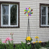 69" Metal Wind Spinners Outdoor with Plant Rack,3 Legs Colorful Windmill for Yard, Kinetic Yard Art, Waterproof Large Wind Sculptures for Garden Backyard Outdoor Decor Lawn Ornaments for Outside