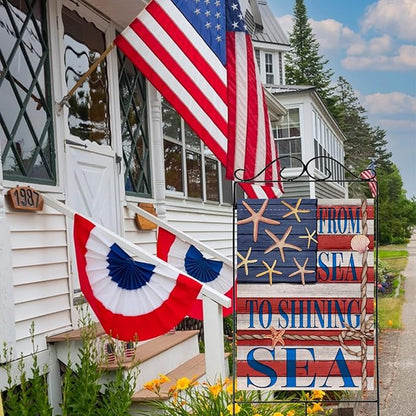 Artofy 4th of July Patriotic Large Decorative House Flag, Coastal America Beach Yard Garden Outside Decor, From Sea to Shining Sea USA American Nautical Outdoor Home Decoration Double Sided 28 x 40
