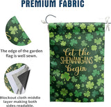 St Patricks Day House Flags 28 x 40 Double Sided for Outside Shamrock Clover Let the Shenanigans Begin Garden Decor Saint Patrick Spring Yard Signs