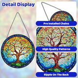Tree of Life Stained Glass Window Hanging - Sun Catchers for Indoor/Outdoor Décor | Artisan Glass Panels for Home & Garden Wall Art | Unique Suncatcher Housewarming Gift for Home Decoration