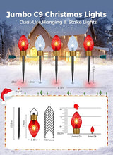 Moonflor Strawberry Jumbo C9 Christmas Pathway Lights Outdoor - 8.5FT 5 LED C9 Walkway Light, Christma Decoration Outside, Christmas Lights Outdoor for Lawn Holiday Yard, Red & Pure White