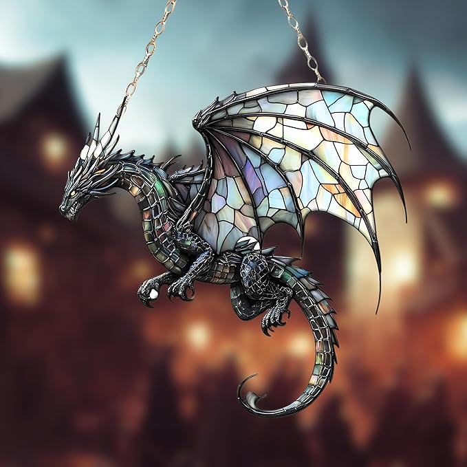Dragon Bookish Acrylic Suncatcher, Book Suncatchers for Window Hangings, Bookish Gifts for Readers Book Lovers Bookworm, Gift for Mother's Day, Women, Mom, Wife, Grandma
