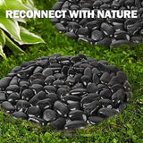 River Rock Stepping Stones Outdoor for Garden Walkway, 12 inch 6 Pcs Hexagon Shape Paver Step Stones Polished Pebble River Stone Mat for Yard Lawn Patio Pathway Walk Way - Black