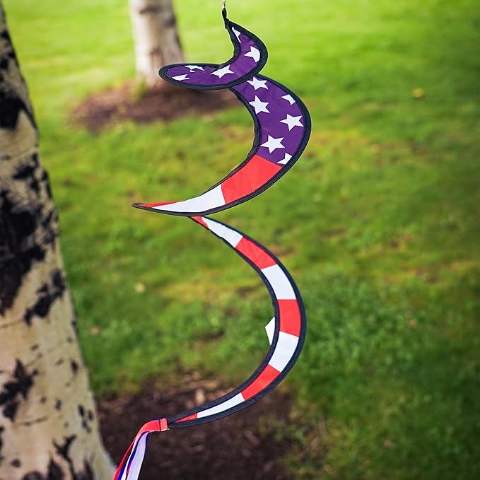 In the Breeze 0979 American Flag and Eagle Hot Air Balloon Spinner-Outdoor Hanging Decoration, Multi-Colored