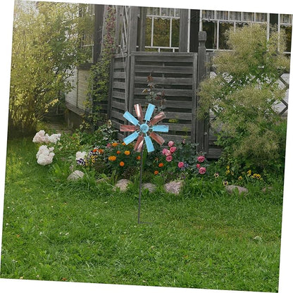 Iron Craft Windmill Statue for Garden Bee Decorative Spinners Outdoor Decor