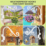 Swivel Plant Hangers Outdoor: 2 Pack 16 Inch Metal Hanging Plant Bracket Sturdy Wrought Iron Plant Hooks Indoor Wall Mount for Hanging Bird Feeders, Lanterns, Flower Baskets, Wind Chimes, White