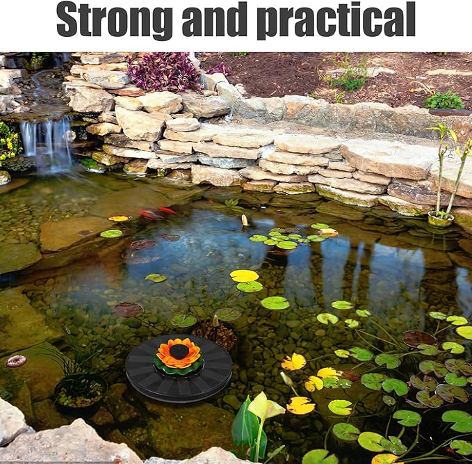 jojofuny Solar Powered Lotus Floating Fountain Pump for Bird Bath and Garden Pond, 16cm Water Feature Solar Outdoor Fountain with Lotus Flower
