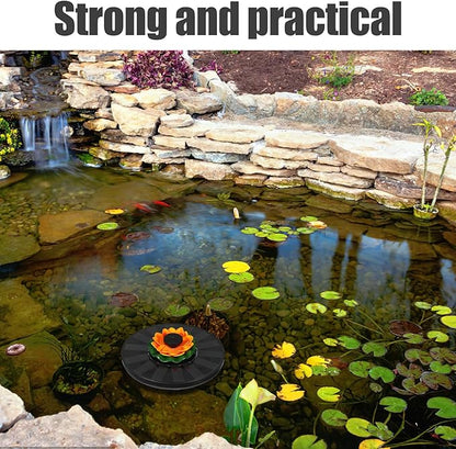 Floating Solar Fountain for Pond and Bird Bath with 16cm Lotus Design, Solar Powered Outdoor Water Fountain for Garden Landscaping and Fish Pond Decor