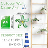 POXOHO Starfish Outdoor Metal Wall Decor, Metal Wall Art Outdoor for Garden Yard Fence, 12" Hanging Glass Sculpture, Starfish Coastal Wall Decor for Ocean Themed Gifts (Green)