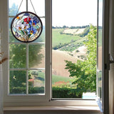 Family Birth Flowers Stained Glass Window Hanging Flower Sun Catcher Decor Birthday Gifts for Women Christmas Suncatchers for Home Windows Hanging Decoration, 7.87inch