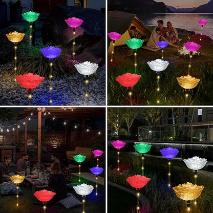 BeHiller Solar Garden Light Outdoor Waterproof,6PACKS Multicolor Bigger Rose Flowers Lights Lawn Decor,Solar Pathway Rose Lights for Garden,Mom Day,Christmas,Housewarming Gifts Decor