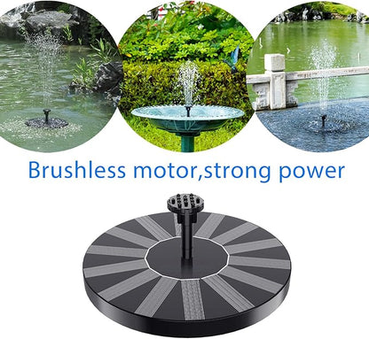 Solar Fountain, 1.5W Solar Bird Bath Fountains Pump Floating Solar Powered Water Fountain with 6 Nozzles and Fixer, Solar Fountain for Bird Bath, Outdoors, Garden, Pond, Pool