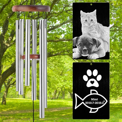Personalized Wind Chimes Memorial Engraved Gift,Custom Sympathy Wind Chime for Loss of Loved One,Customized Mother Father Dog Pet Family Remembrance Bereavement Gifts