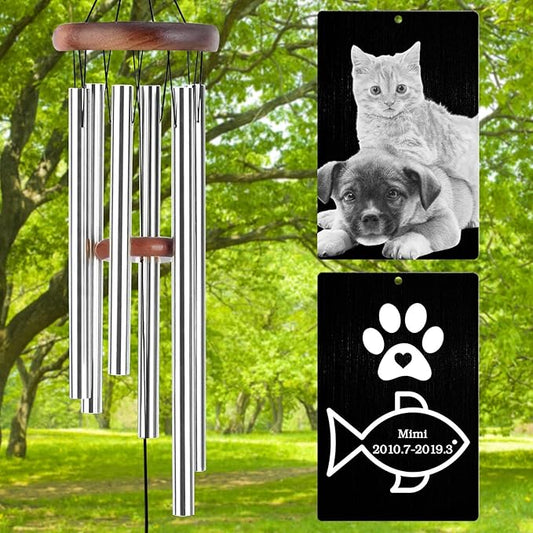 Personalized Wind Chimes Memorial Engraved Gift,Custom Sympathy Wind Chime for Loss of Loved One,Customized Mother Father Dog Pet Family Remembrance Bereavement Gifts