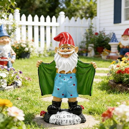 Tirifer 8.3inch/21cm Big Size Garden Gnome, Funny Outdoor Indoor Statue Gnome for Patio Lawn Garden Yard, Resin Naughty Dwarf Sculpture Art Decoration Unique Gift for Yard Balcony Porch Housewarming