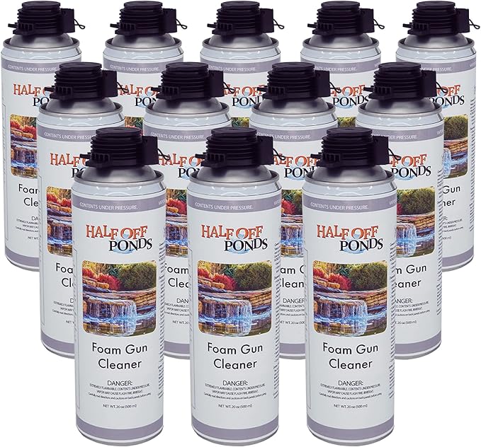 Half Off Ponds Waterfall Foam Gun Cleaner – 12 Pack 20oz Spray Solvent for Uncured Expanding Foam & Adhesive – Foam Dispenser Tool Cleaner for Ponds, Waterfalls & Landscape Rockwork