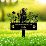 Personalized Flora Dog Memorial Garden Stake - Custom Cemetery Sign with Stake, Grave Plaque, Pet Headstone, Engraved Marker for Dogs