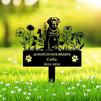 Personalized Flora Dog Memorial Garden Stake - Custom Cemetery Sign with Stake, Grave Plaque, Pet Headstone, Engraved Marker for Dogs
