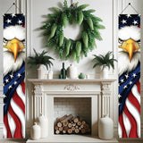 Patriotic Eagle Porch Banners 71x12 Inch American Flag Independence Day Outdoor Decorations Bald Eagle Hanging Porch Signs 4th of July Memorial Day Veterans Day Home Decor
