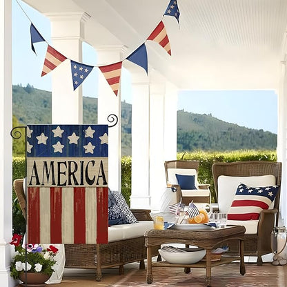 4th of July Garden Flag 12x18 Inch Double Sided, Patriotic American Flag Yard Decoration,Small Seasonal Outdoor Decorations for Summer Independence Day,250th Years America Anniversary Holiday Outside