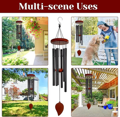 Small Wind Chimes for Outside, Wind Chimes Outdoor with 6 Tuned Tubes, Memorial WindChimes for Garden, Patio and Home