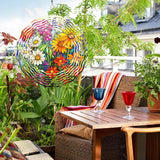 3D Flower Wind Spinner 10 Inch Garden Wind Spinners with Flower Designs for Yard Stainless Steel Flower Spinner with Unique Visual Effect Hanging Flower Wind Sculptures Garden Decor Gift