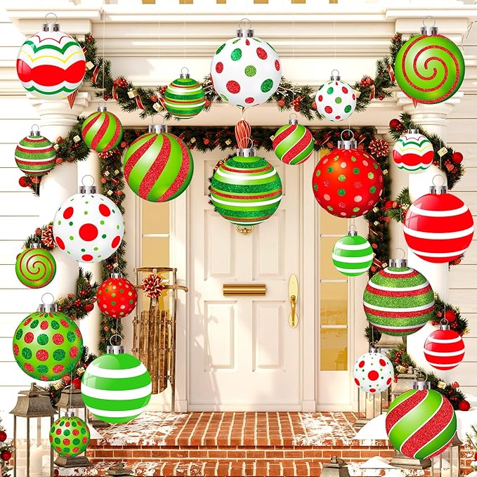 Huwena 24 Pcs Christmas Outdoor Decorations Hanging Ornaments Christmas Yard Signs Double Sided Lawn Decorations for Xmas Party Porch Lawn Decor (Novel Style)