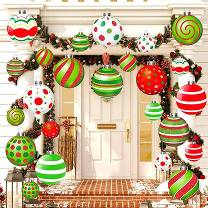 Huwena 24 Pcs Christmas Outdoor Decorations Hanging Ornaments Christmas Yard Signs Double Sided Lawn Decorations for Xmas Party Porch Lawn Decor (Novel Style)