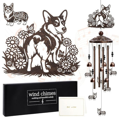 Dog Wind Chimes for Outside - Corgi Gifts for Corgi Lovers Women Men Dog Themed Festival Metal Windchimes Outdoors Decor for Home Yard Patio Garden Birthday Memorial