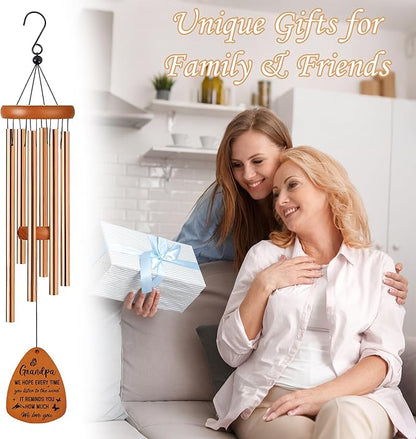 Grandpa Wind Chime for Outside: Grandpa Gifts, Metal Wind Chimes, Thoughtful Birthday Father's Day Christmas Thank You Gift for Grandfather, Home Garden Patio Yard Decor