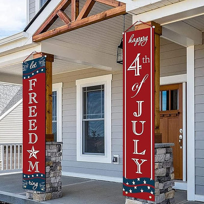 4th of July Decorations - Patriotic Decorations for Independence Day - Happy Fourth of July Deals and Let Freedom Ring Hanging Flags Bunting Banners Door Porch Sign - Fourth of July Party Supplies