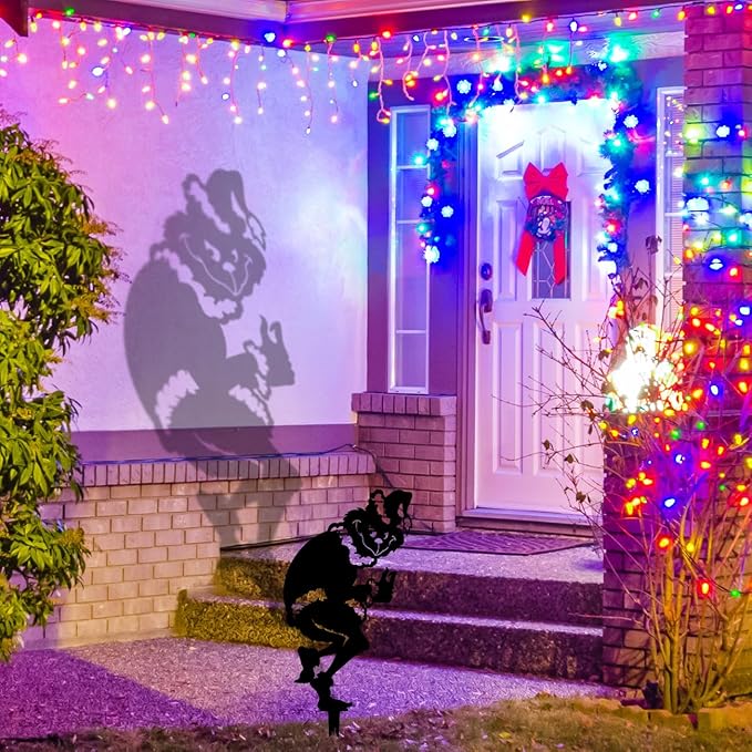 Haiyumaoyi Outdoor Christmas Yard Sign Decorations Christmas Black Metal Yard Decor for Front Yard or Garden Holiday Display for Outdoor Garden Decor and Home Party Decorations 16.5x8.5Inch