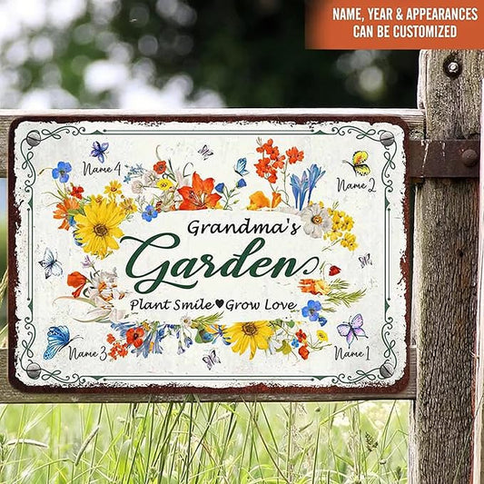 Personalized Metal Signs with Name Made in USA Custom Vintage Garden Sign Waterproof Vintage Decorative Metal Print for Wall Decor Customized Home Garden Ideas Gifts Artwork Prints for Yard Ourdoor