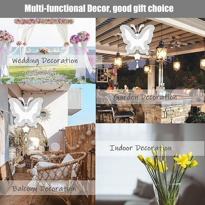 4Pack 8inch Sublimation Wind Spinner Blanks 3D Aluminum Metal Wind Sculpture Kinetic Spinners for Yard and Garden Indoor Art Ornaments Hanging Decoration (New Butterfly)