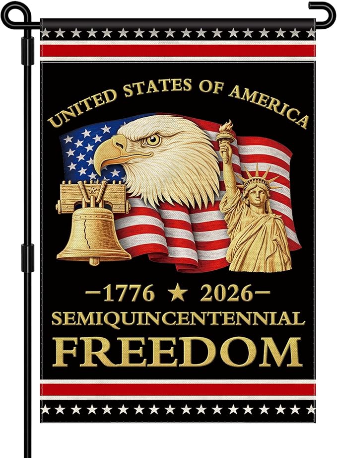 250th Anniversary America Garden Flag, 250 Anniversary USA Flag Patriotic Banner 250 Years of Freedom Yard Sign 4th of July Double-Sided Waterproof 1776-2026 Commemorative Flag 12x18 Inch