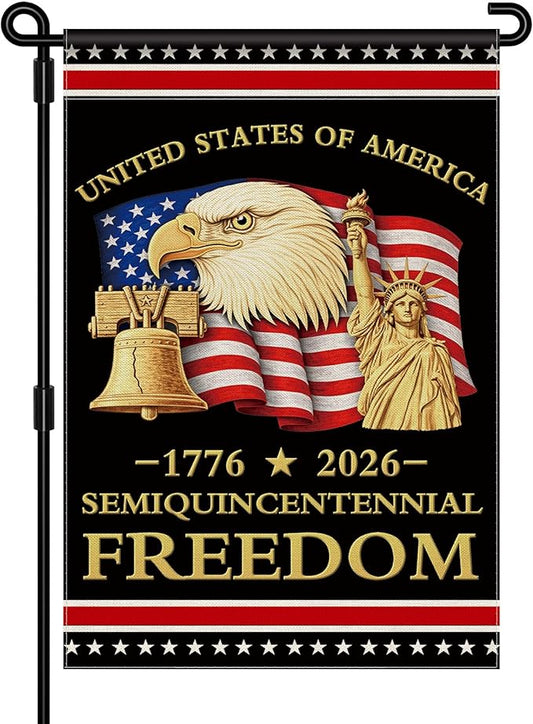 250th Anniversary America Garden Flag, 250 Anniversary USA Flag Patriotic Banner 250 Years of Freedom Yard Sign 4th of July Double-Sided Waterproof 1776-2026 Commemorative Flag 12x18 Inch
