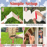 4th of July Decorations Outdoor, 31in Patriotic Decor Memorial Day Yard Sign with Metal Stakes, Front Door Decor Hanging Sign for Porch Walls Door Hanger Garden Patio Lawn Party Supplies Prop