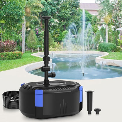 AquaMiracle Pond Filter with Pump Fountain Kits | 550GPH Pond Filter with Pond Pump & Fountain Kit | 3 Spray Patterns | Water Feature | Koi Pond Filters for Outdoor Ponds 350-500 Gal