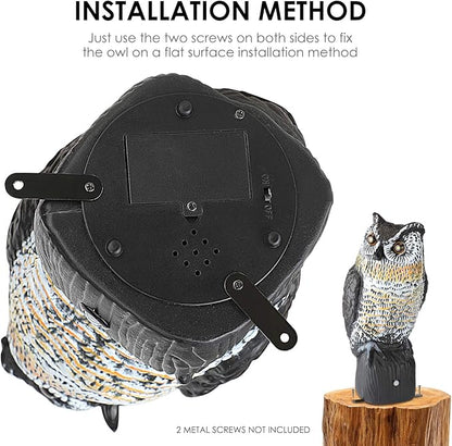 Ruolan Plastic Owl,Brid Owl with Flashing Eyes&Frightening Sound for Garden Yard Outdoor