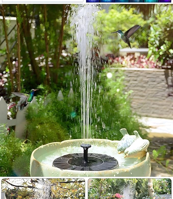 Solar Fountain Pump Bird Bath, 3W Floating Powered Water, Outdoor Panel for Garden, Pond, Pool, Decor & Tools