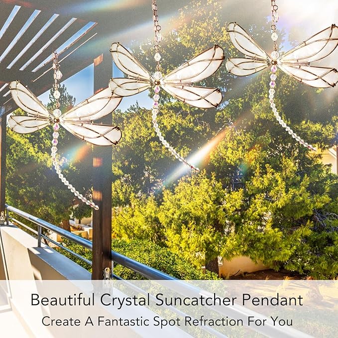 Dragonfly Crystal, Hanging Dragonfly Rainbow Maker Pendant for Windows Garden Wedding Car Decor