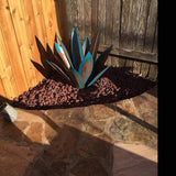 Juesi Metal Agave Plants for Outdoors, Garden Sculpture Metal Arts for Yard Lawn Patio (10.6" X 2.5", Ocean Blue)