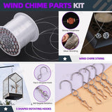 Swpeet 60Pcs Wind Chime Tubes Parts and Transparent Top Circles of Wind Chime with 100 Yard Wind Chime Wire and Swivel Hooks Clips Making