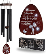 Memorial Wind Chimes for Loss of Loved One, Windchimes in Memory of a Loved One, Sympathy Gift Baskets, Bereavement Condolence Gifts, Memorial Gifts for Loss of Mom, 32" Sympathy Dandelion, Black